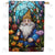 Gnome Among Flowers Double Sided House Flag