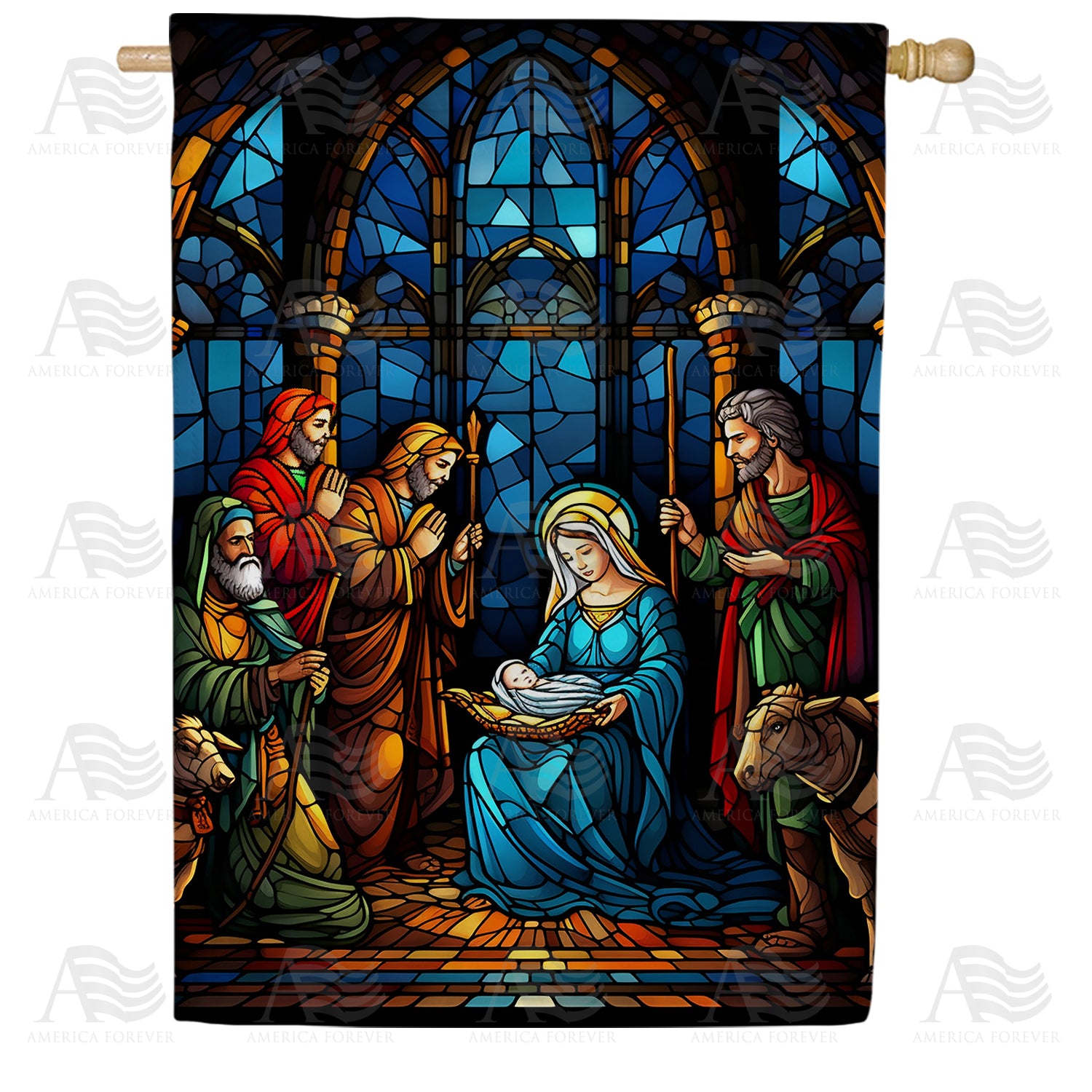 Holy Birth Stained Glass Double Sided House Flag