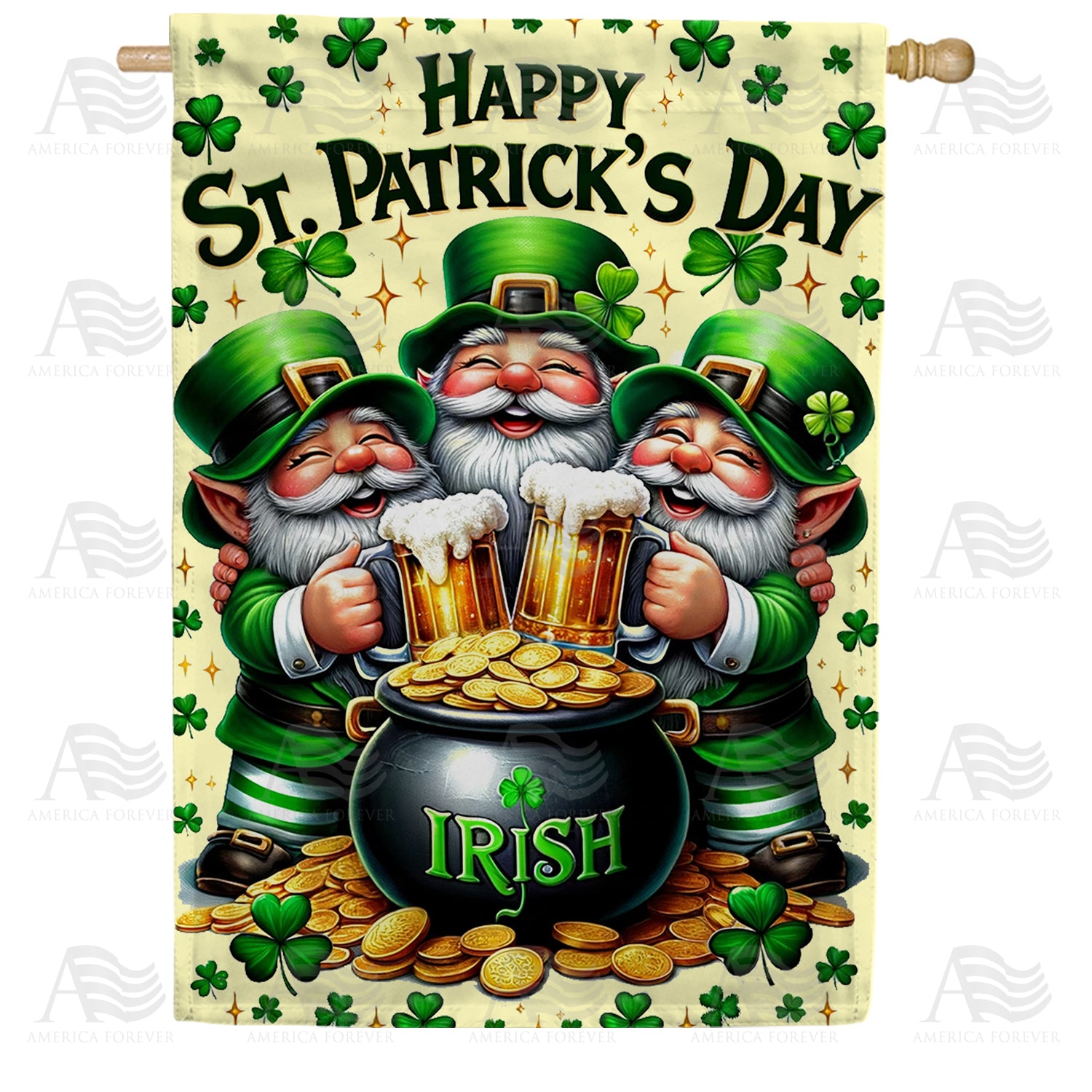 Leprechaun Trio Festivities Double Sided House Flag