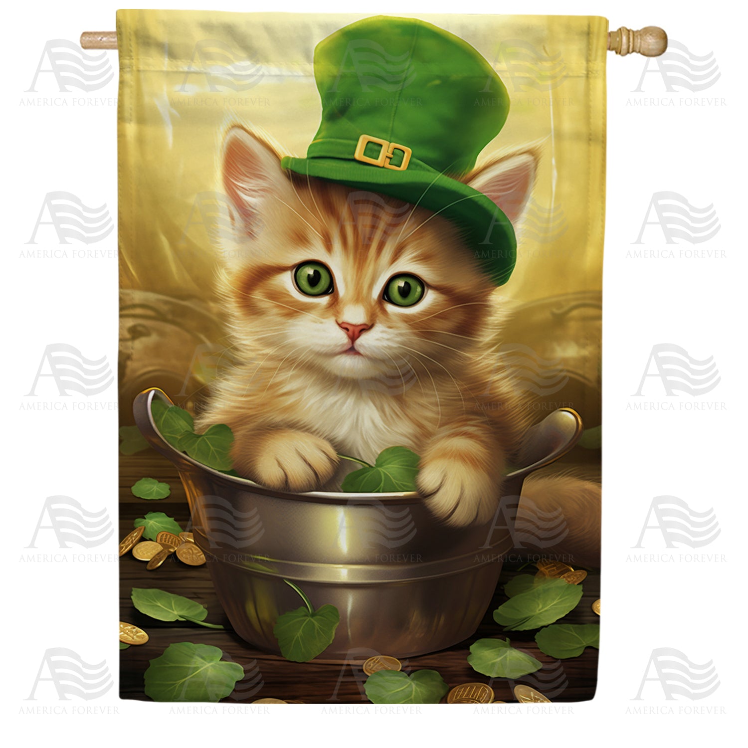 Lucky Charm Kitty Delight Double Sided House Flag