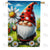 Gnome with Giant Daisy Delight Double Sided House Flag