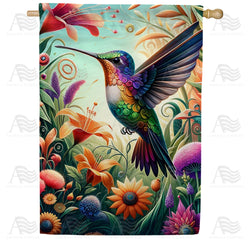 Hummingbird Floral Paradise Double Sided House Flag