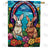 Stained Glass Bunnies and Blooms Double Sided House Flag