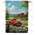 Vintage Red Truck in Countryside Double Sided House Flag