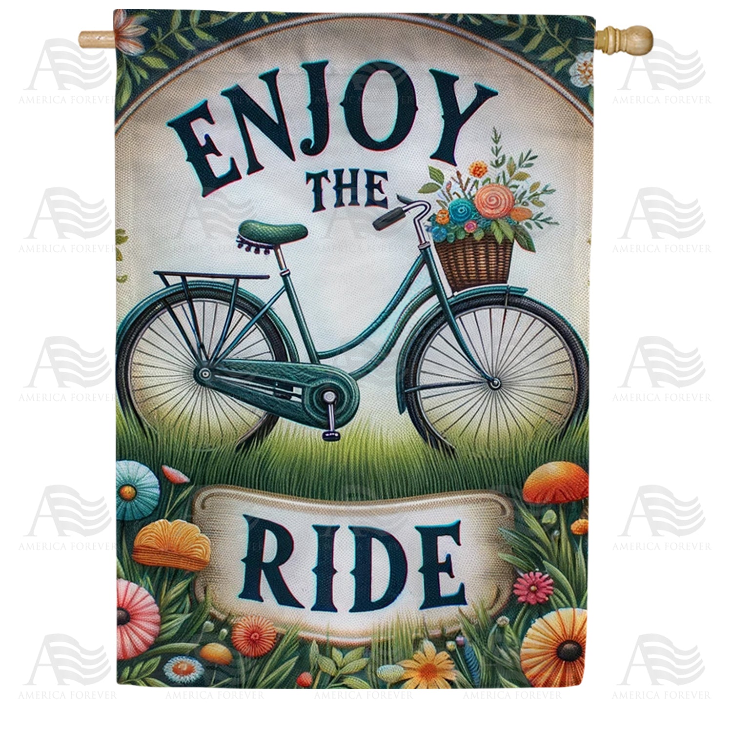 America Forever Enjoy the Ride Bicycle Double Sided House Flag