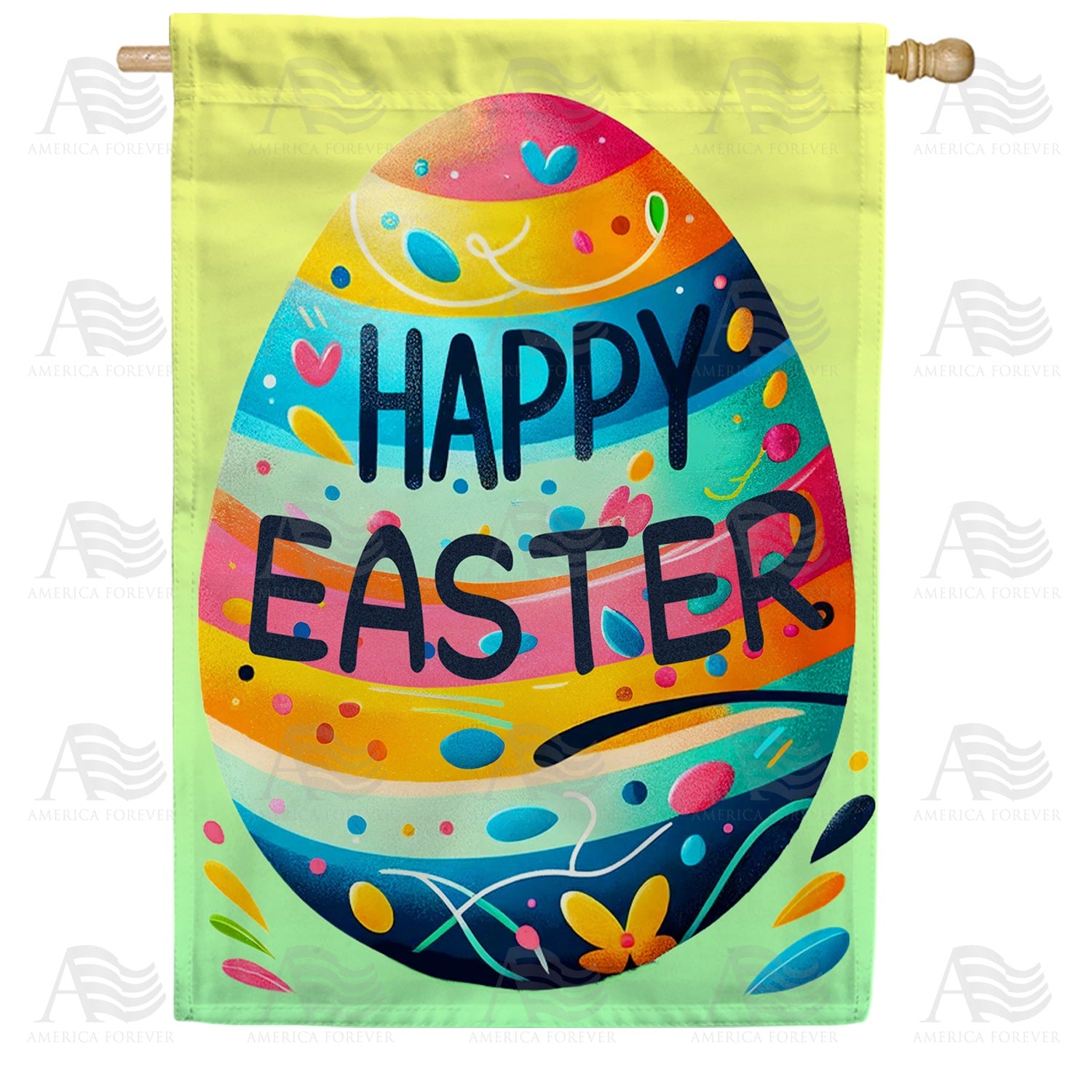 Colorful Easter Egg Greeting Double Sided House Flag
