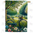 Springtime Bicycle and Blooming Garden Double Sided House Flag