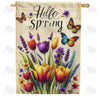 Hello Spring Floral Delight Double Sided House Flag