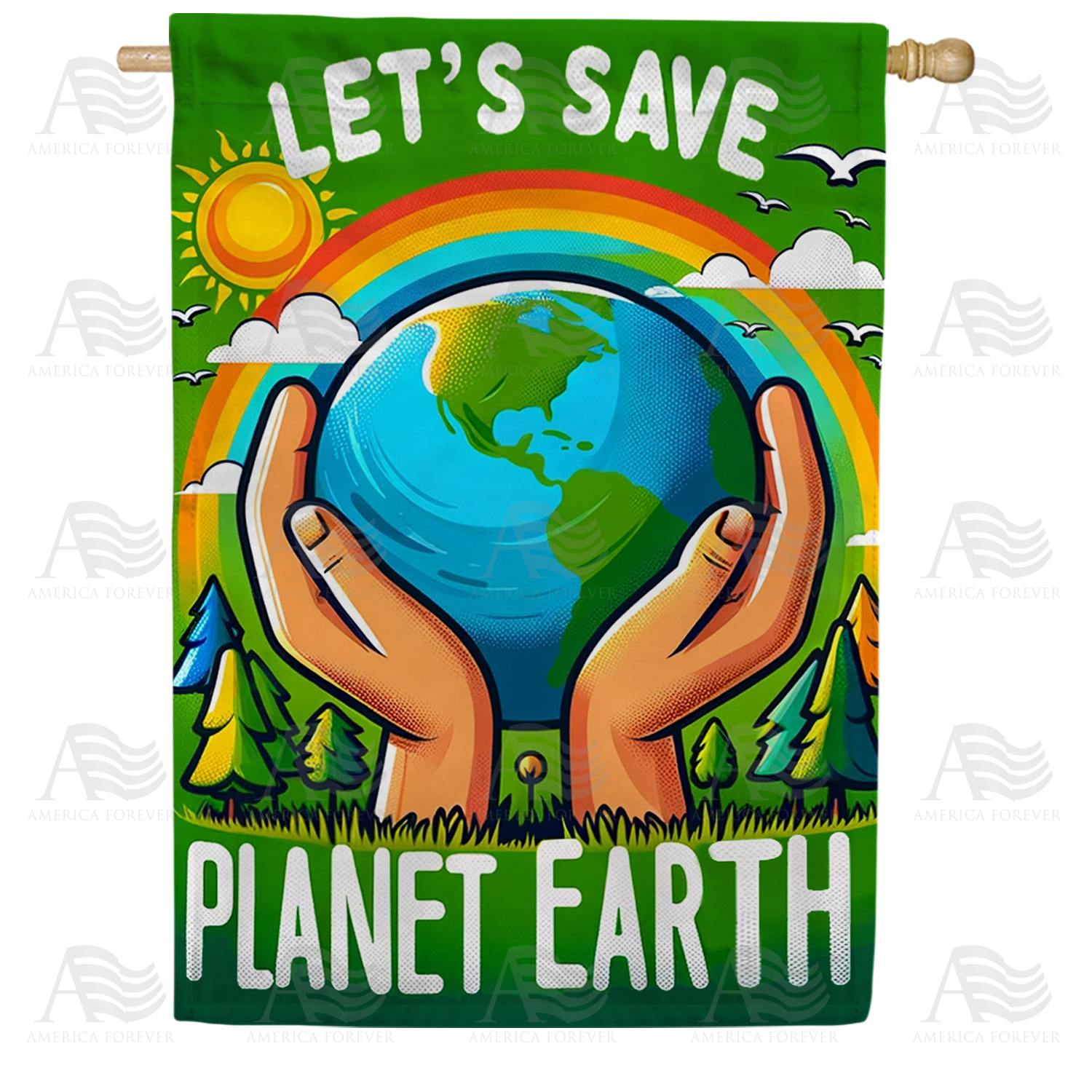 Earth Day Environmental Awareness Double Sided House Flag