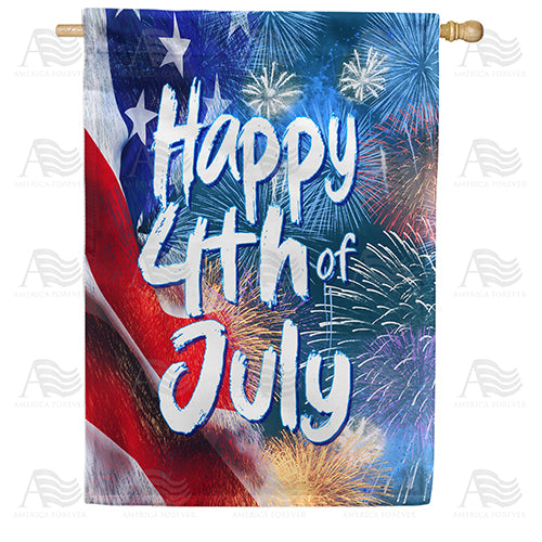 Happy 4th of July Double Sided House Flag