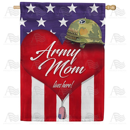Army Mom Lives Here! Double Sided House Flag