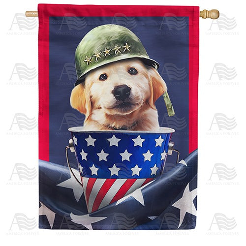 Patriotic Labrador Pride Double Sided House Flag