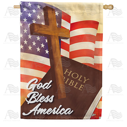 God Bless America Patriotic Double Sided House Flag