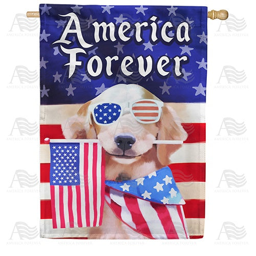 America Forever Puppy Double Sided House Flag