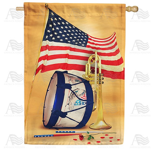 Patriotic Band Double Sided House Flag