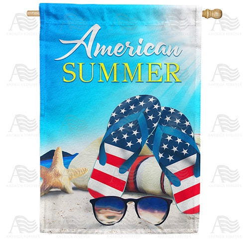 American Summer Flip Flops Double Sided House Flag