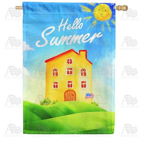 Colorful Summer House Painting Double Sided House Flag