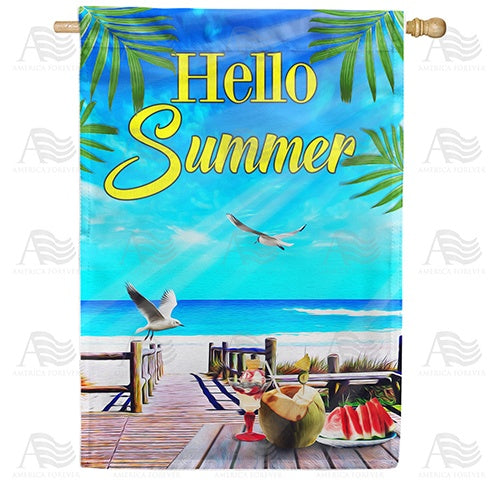 Beach Life Hello Summer Double Sided House Flag