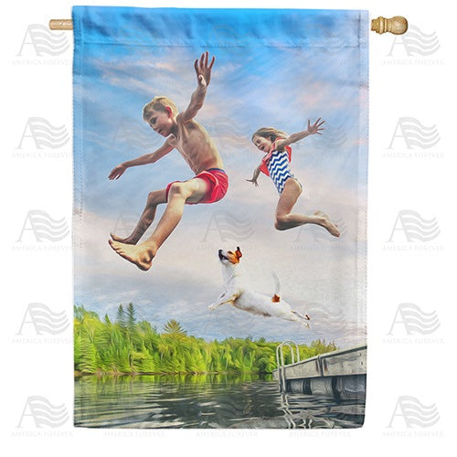 Dog Days Of Summer Double Sided House Flag