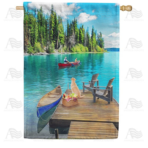 Summer Day At The Lake Double Sided House Flag