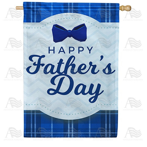 Father's Day Blue Plaid Double Sided House Flag