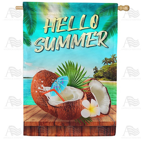 Outside At The Tiki Bar Double Sided House Flag