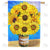 Happy Sunflower Bouquet Double Sided House Flag