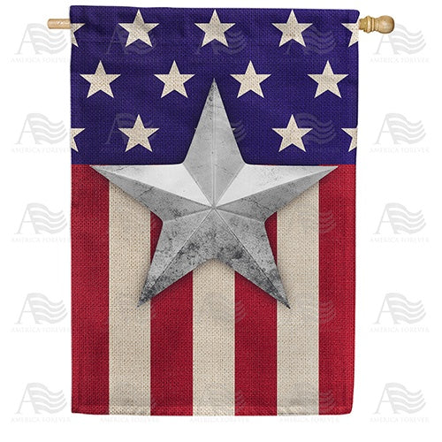 Silver Star Flag Double Sided House Flag