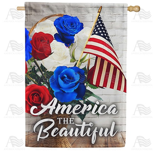 Patriotic Roses Double Sided House Flag