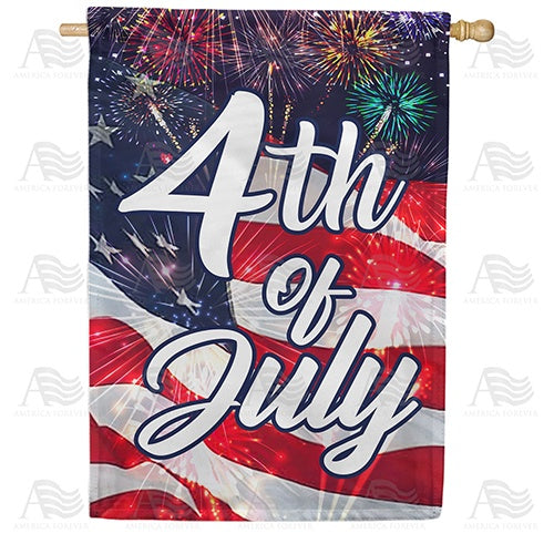 4th Of July Fireworks Double Sided House Flag