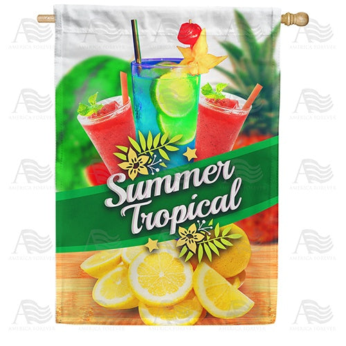 Tropical Summer Drinks Double Sided House Flag