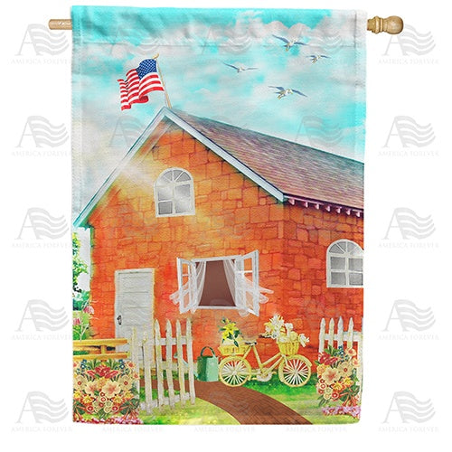 Spring Cottage Double Sided House Flag