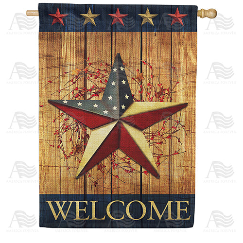Country Patriotic Star Welcome Double Sided House Flag