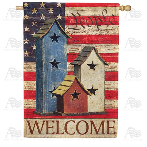 Americana Bird Houses Double Sided House Flag