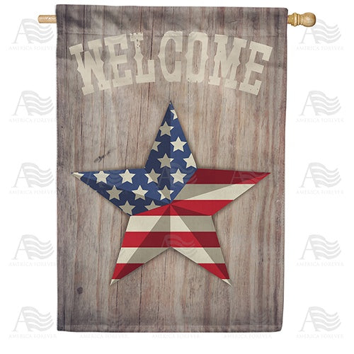Patriotic America Star Welcome Double Sided House Flag