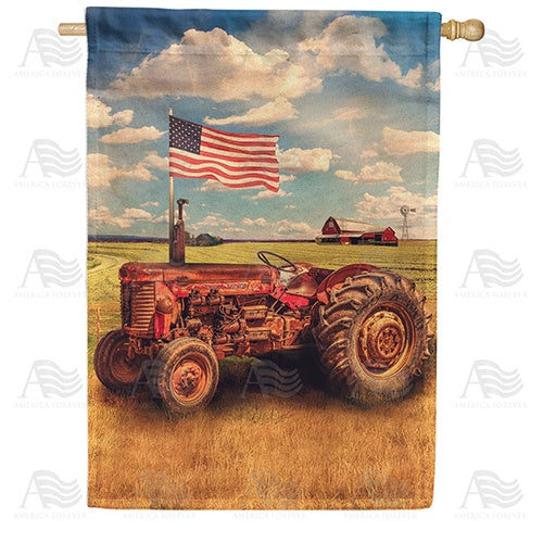 Old American Tractor Double Sided House Flag