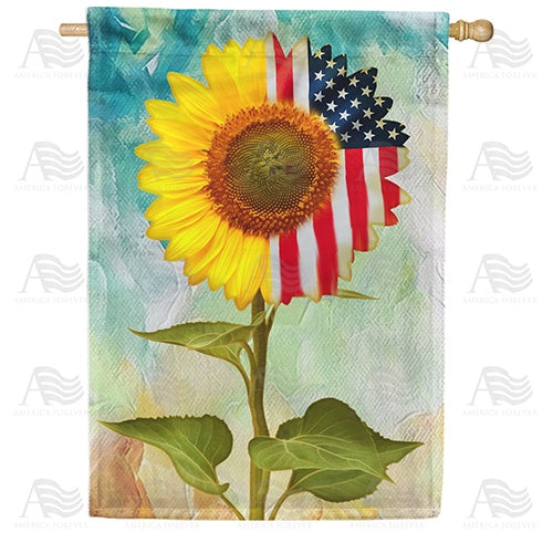 Old Glory Sunflower Double Sided House Flag
