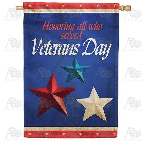 Honor Our Veterans Double Sided House Flag