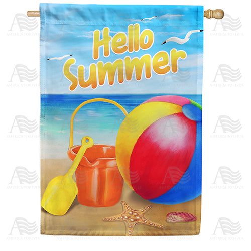 Hello Summer Beach Double Sided House Flag