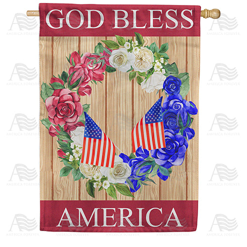 God Bless America Wreath Double Sided House Flag