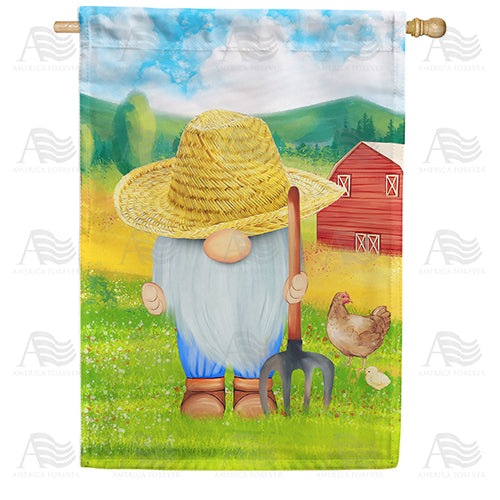 Old MacDonald Gnome Double Sided House Flag