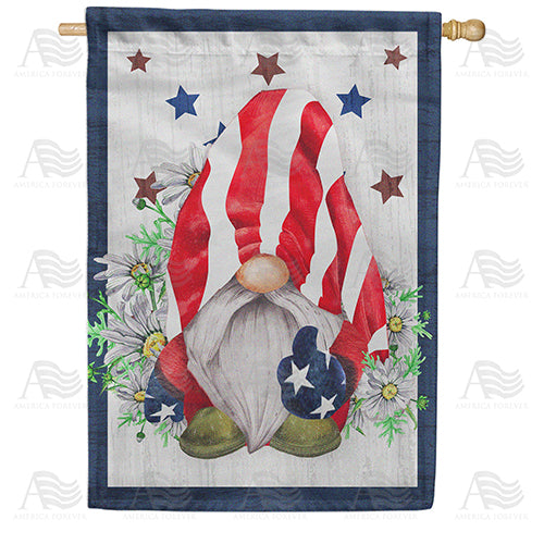 Flag Draped Gnome Double Sided House Flag