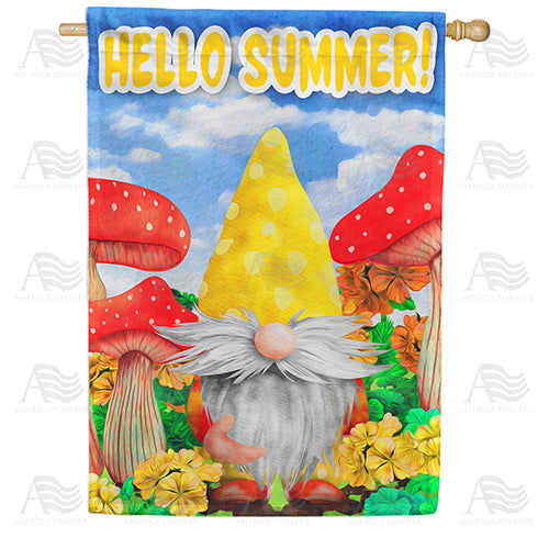 Summer Mushroom Gnome Double Sided House Flag