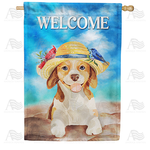 Sun Bonnet Puppy Double Sided House Flag