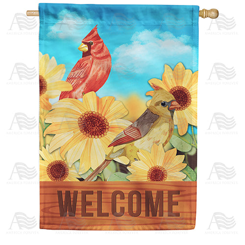 Cardinal Pair Welcome Double Sided House Flag