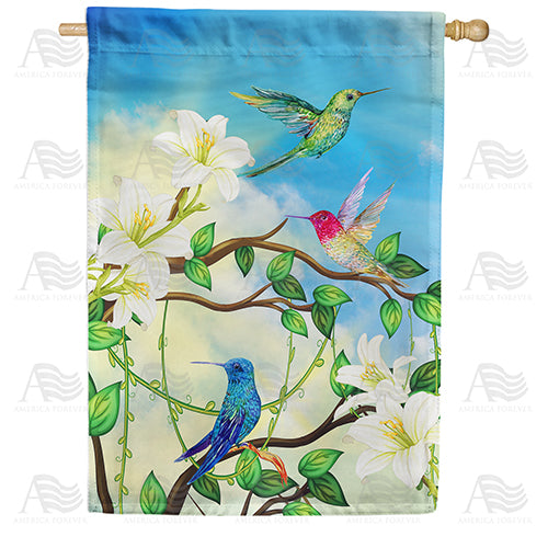 Hummingbird Trio Double Sided House Flag