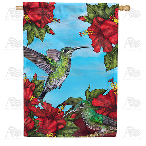 Green Hummingbirds Double Sided House Flag