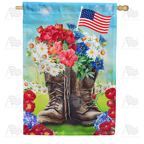 Patriotic Combat Boots Double Sided House Flag