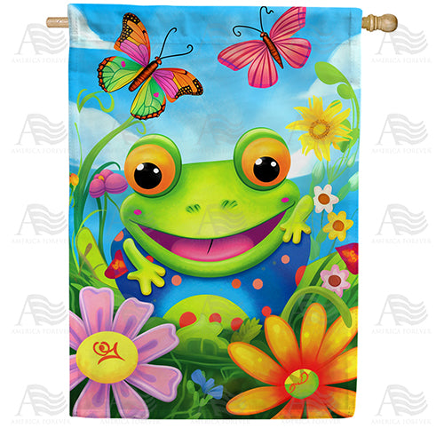Whimsical Frog Double Sided House Flag