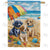 Puppy Beach Day Double Sided House Flag